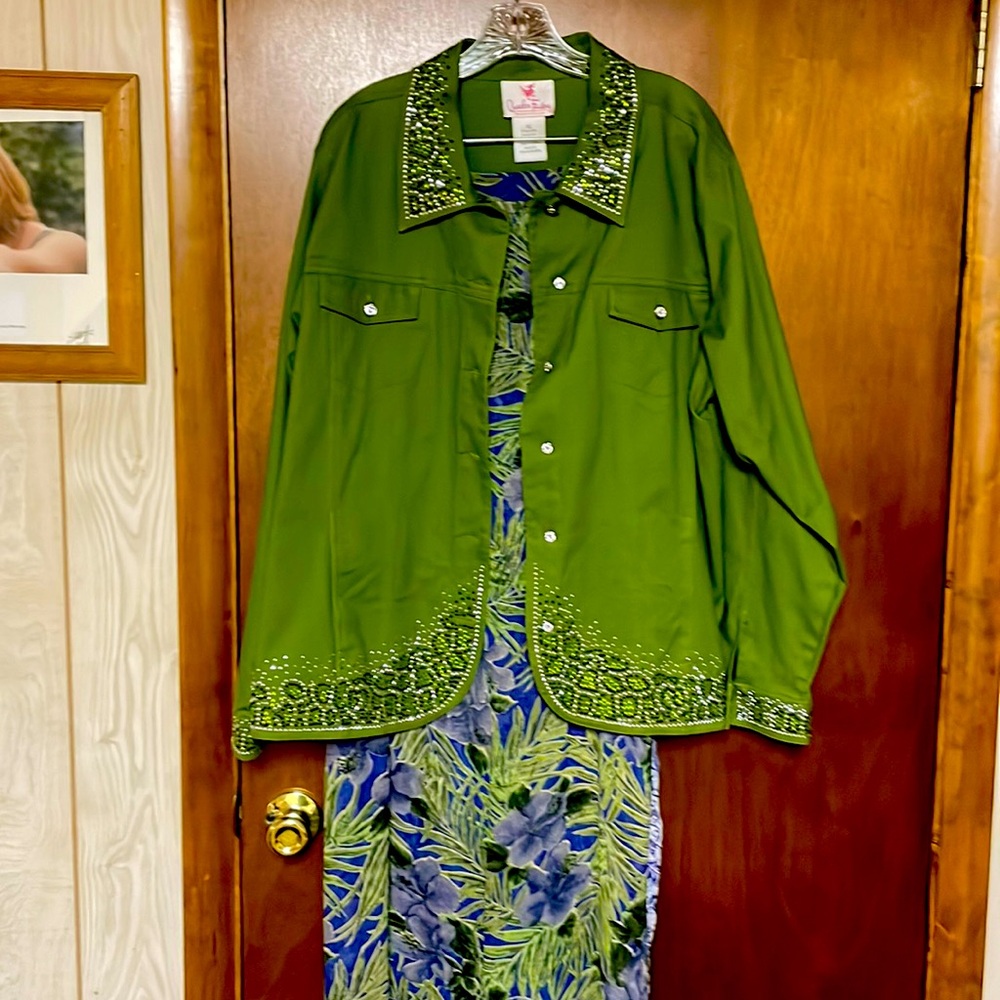 Jacket with skirt skirt is like a wrap but waist is all together